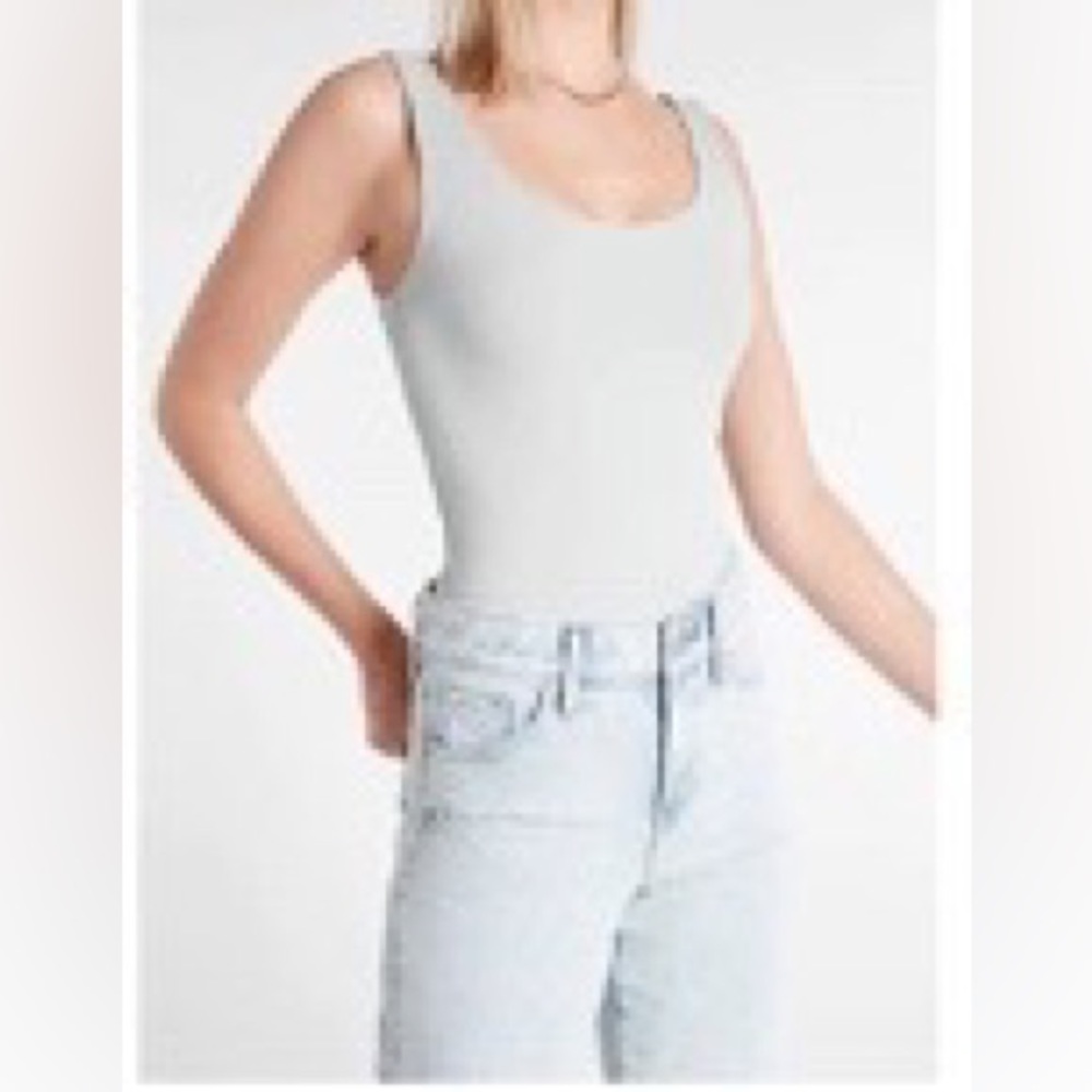 Body Contour High Compression Scoop Neck Bodysuit - Express - Puritan Gray - XL